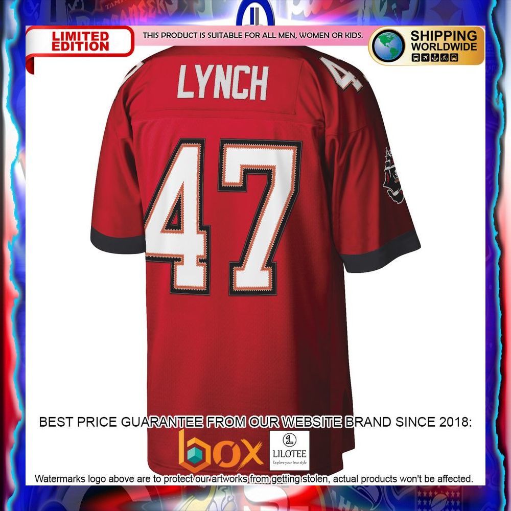 NEW John Lynch Tampa Bay Buccaneers Mitchell & Ness Legacy Replica Red Football Jersey 8