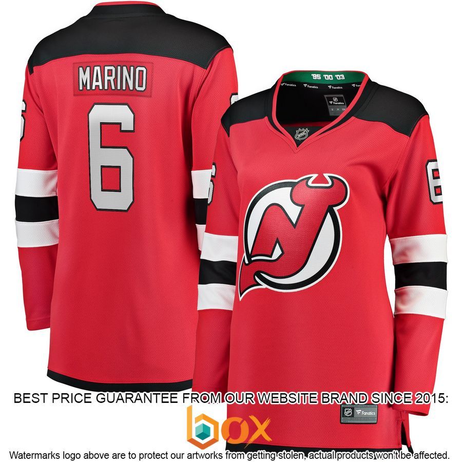 NEW John Marino New Devils Women's Home Player Red Hockey Jersey 1