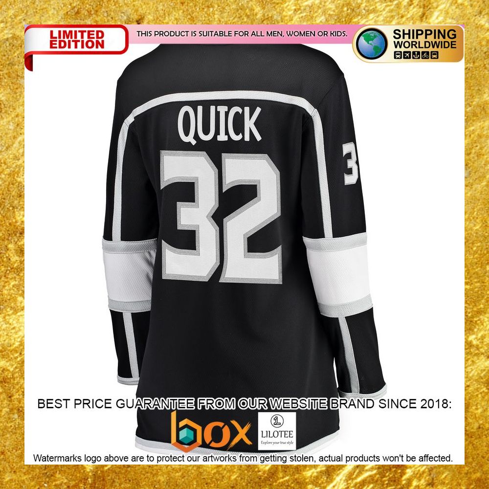 NEW Jonathan Quick Los Angeles Kings Women's Home Player Black Hockey Jersey 7