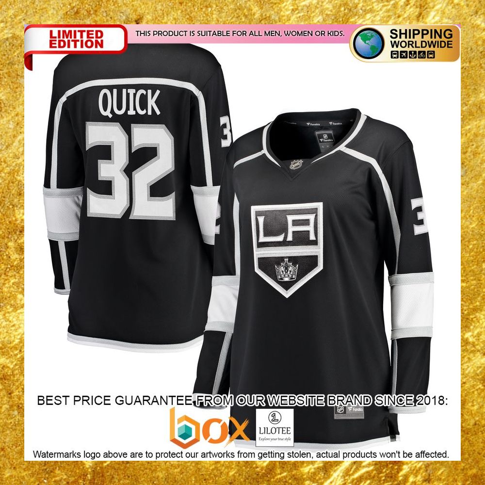 NEW Jonathan Quick Los Angeles Kings Women's Home Player Black Hockey Jersey 8