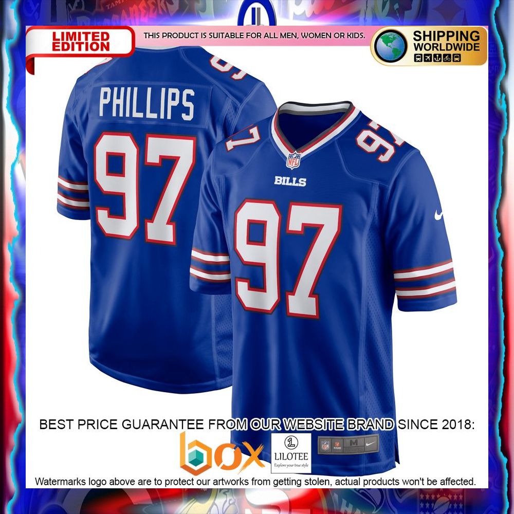 NEW Jordan Phillips Buffalo Bills Royal Football Jersey 8