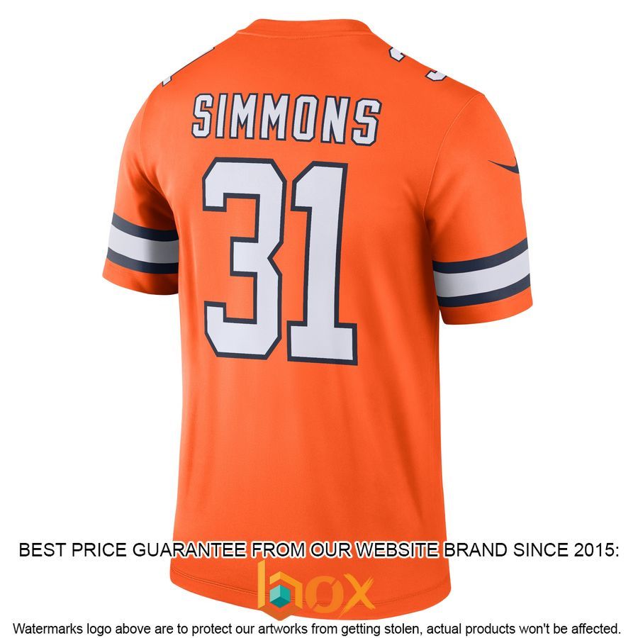 NEW Justin Simmons Denver Broncos Alternate Legend Orange Football Jersey 10