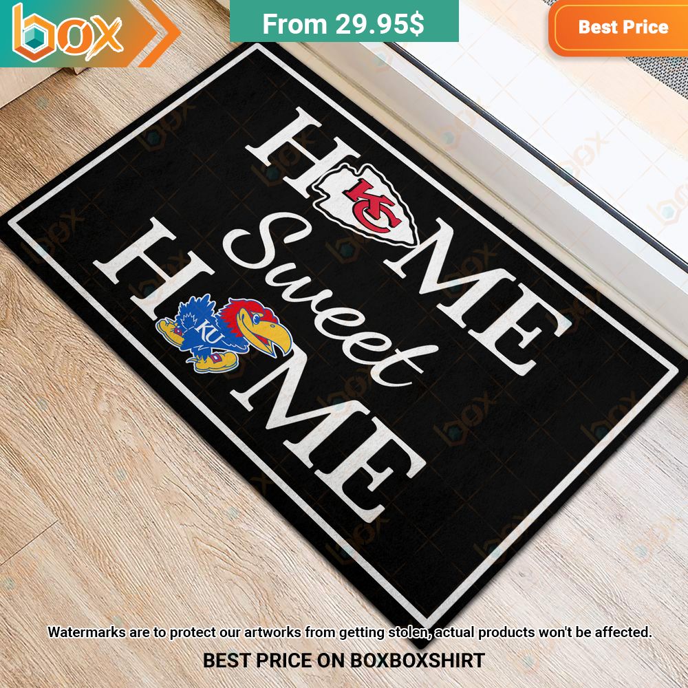 Kansas City Chiefs Kansas Jayhawks football Home Sweet Home Doormat 3