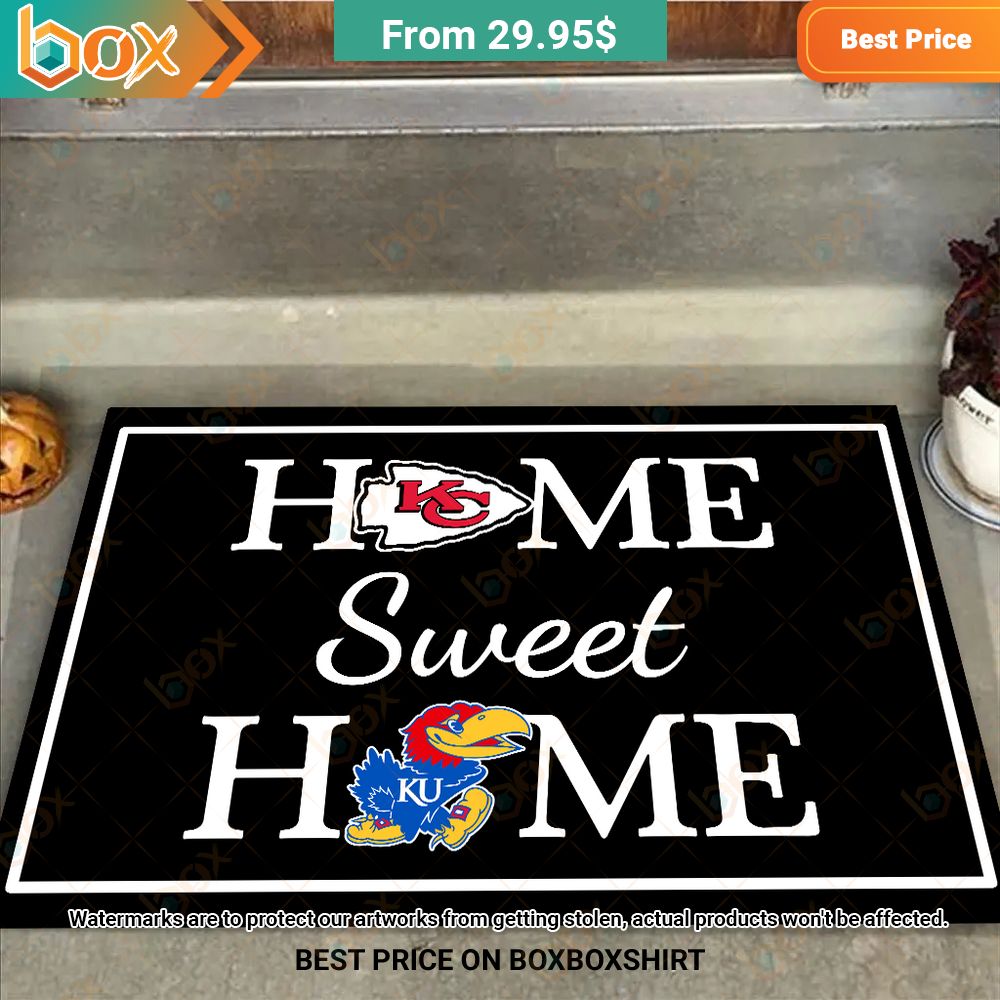 Kansas City Chiefs Kansas Jayhawks football Home Sweet Home Doormat 8