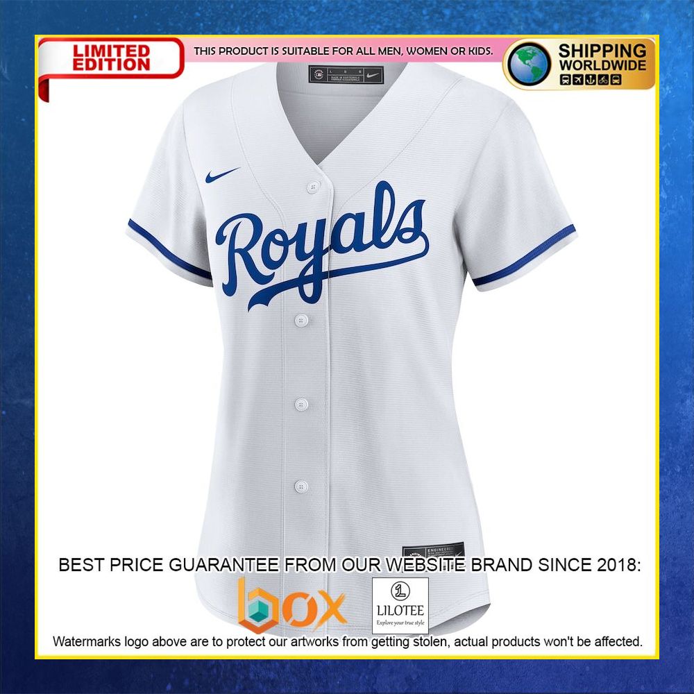 HOT Kansas City Royals Women's Custom Name Number White Baseball Jersey Shirt 5
