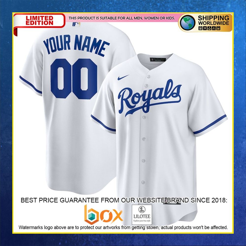 HOT Kansas City Royals Youth Custom Name Number White Baseball Jersey Shirt 4