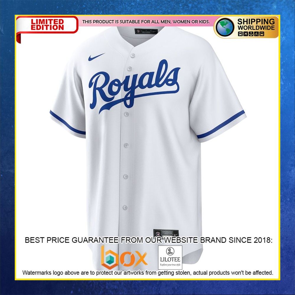 HOT Kansas City Royals Youth Custom Name Number White Baseball Jersey Shirt 5