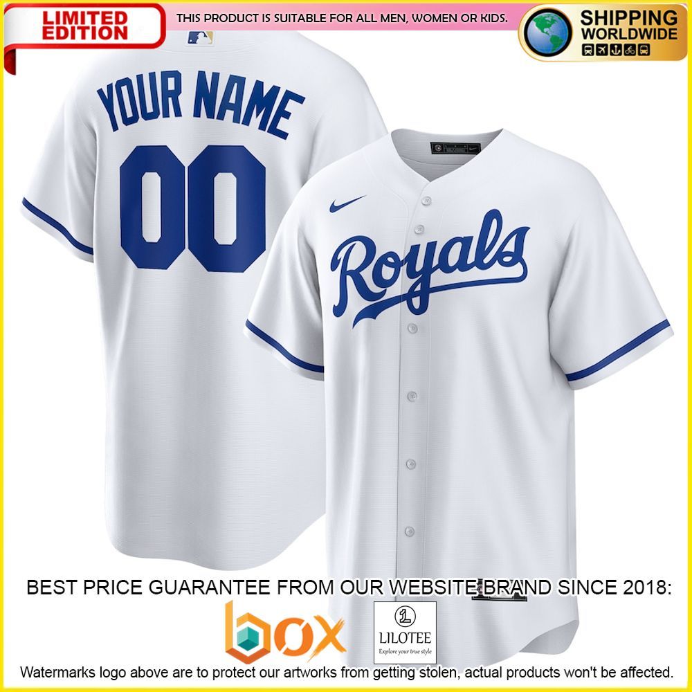 HOT Kansas City Royals Team Custom Name Number White Baseball Jersey Shirt 1