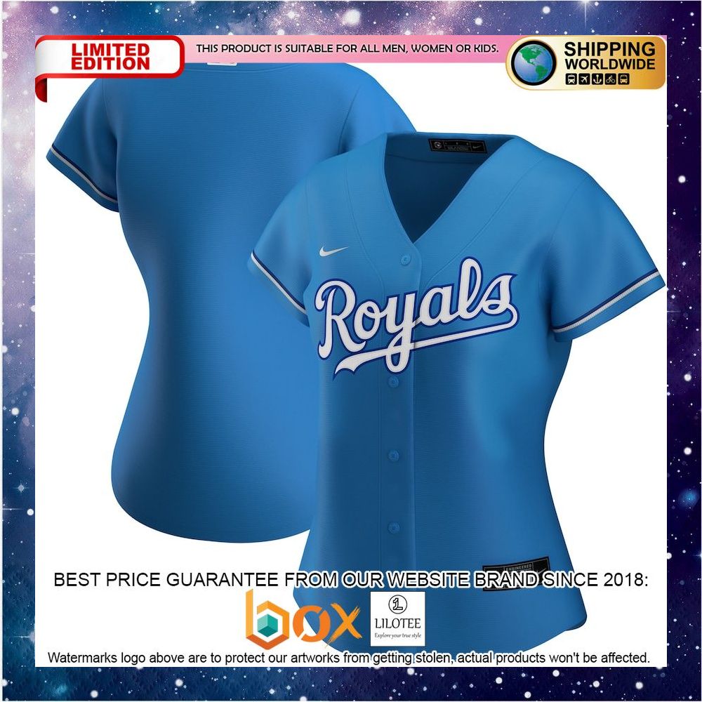 NEW Kansas City Royals Women's Alternate Replica Team Light Blue Baseball Jersey 1