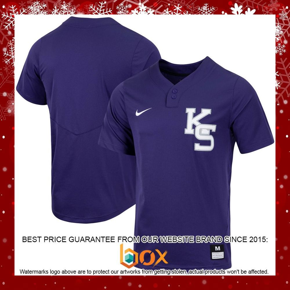 BEST Kansas State Wildcats Nike Replica Two-Button Purple Baseball Jersey 1