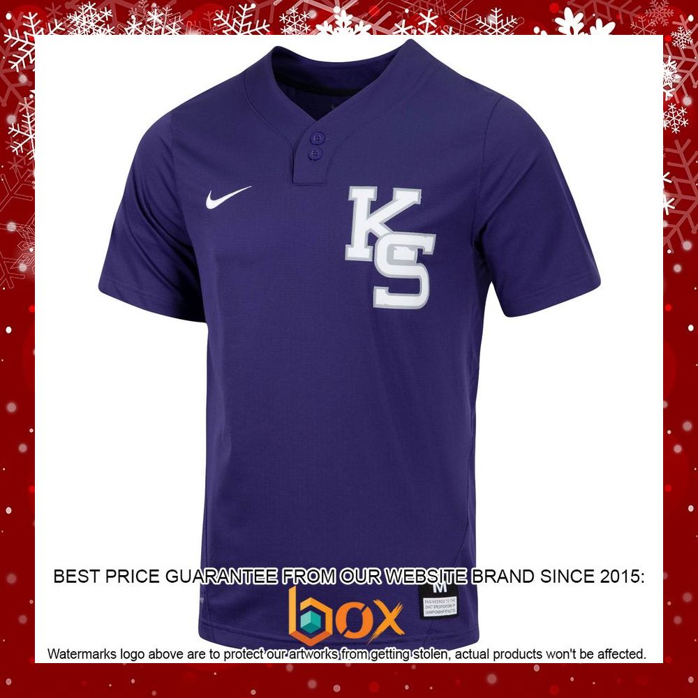 BEST Kansas State Wildcats Nike Replica Two-Button Purple Baseball Jersey 2