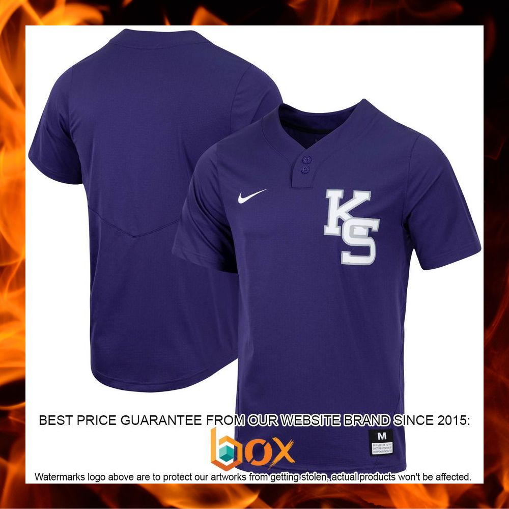 BEST Kansas State Wildcats Nike Replica Two-Button Purple Baseball Jersey 8