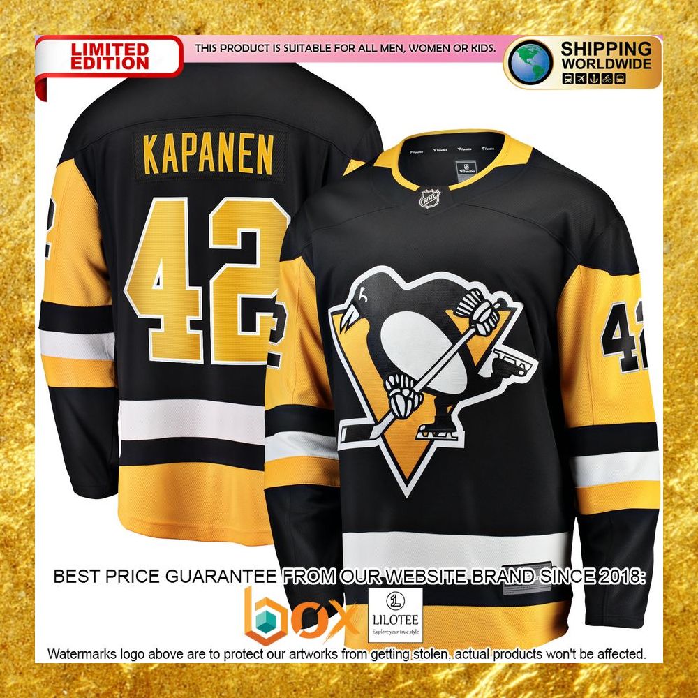 NEW Kasperi Kapanen Pittsburgh Penguins Home Black Hockey Jersey 8