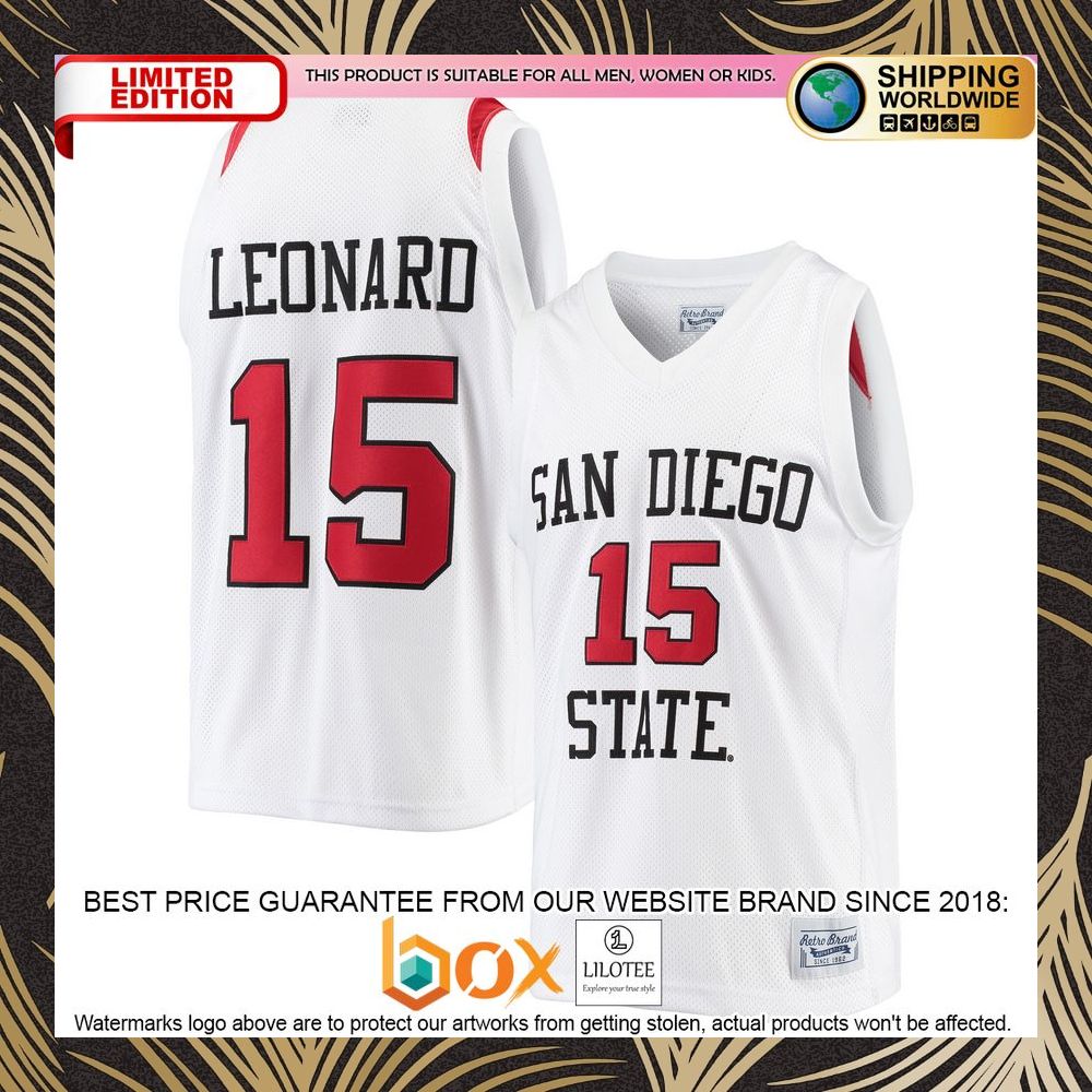 NEW Kawhi Leonard San Diego State Aztecs Original Retro Brand Alumni White Basketball Jersey 5