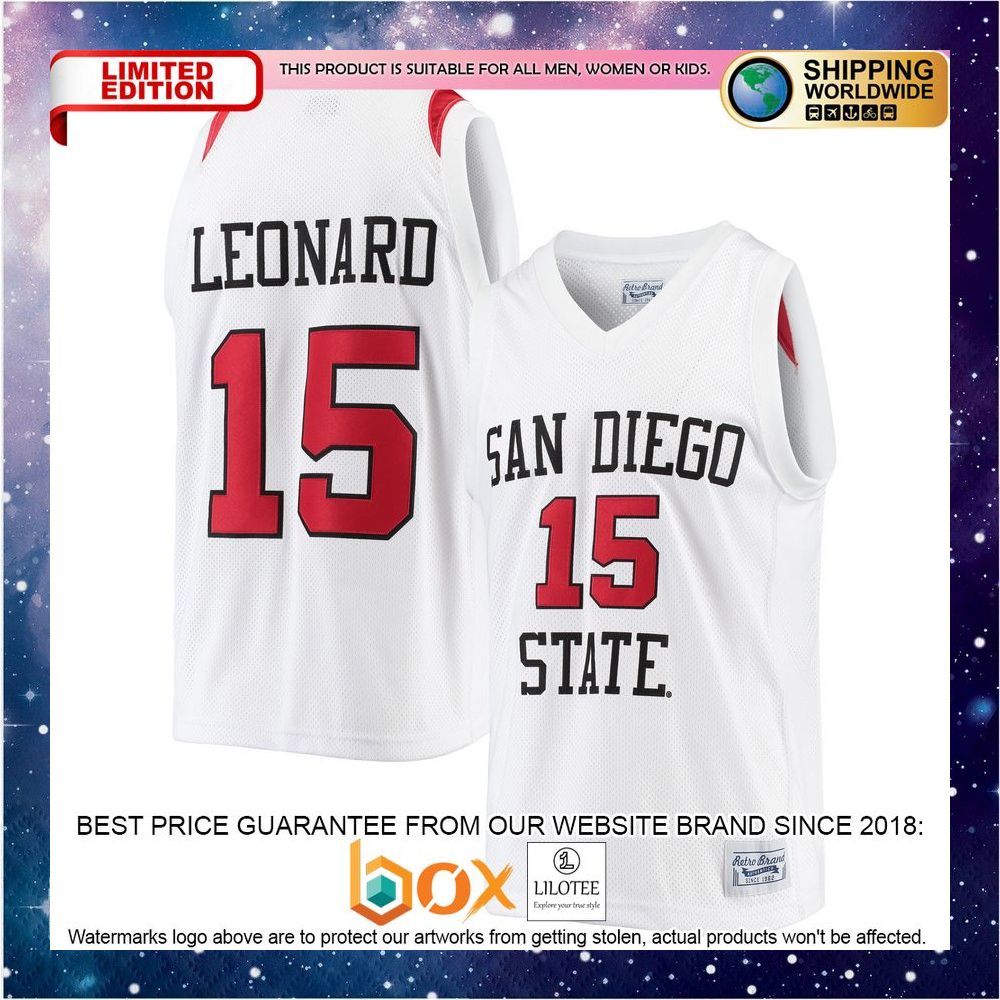 NEW Kawhi Leonard San Diego State Aztecs Original Retro Brand Alumni White Basketball Jersey 1