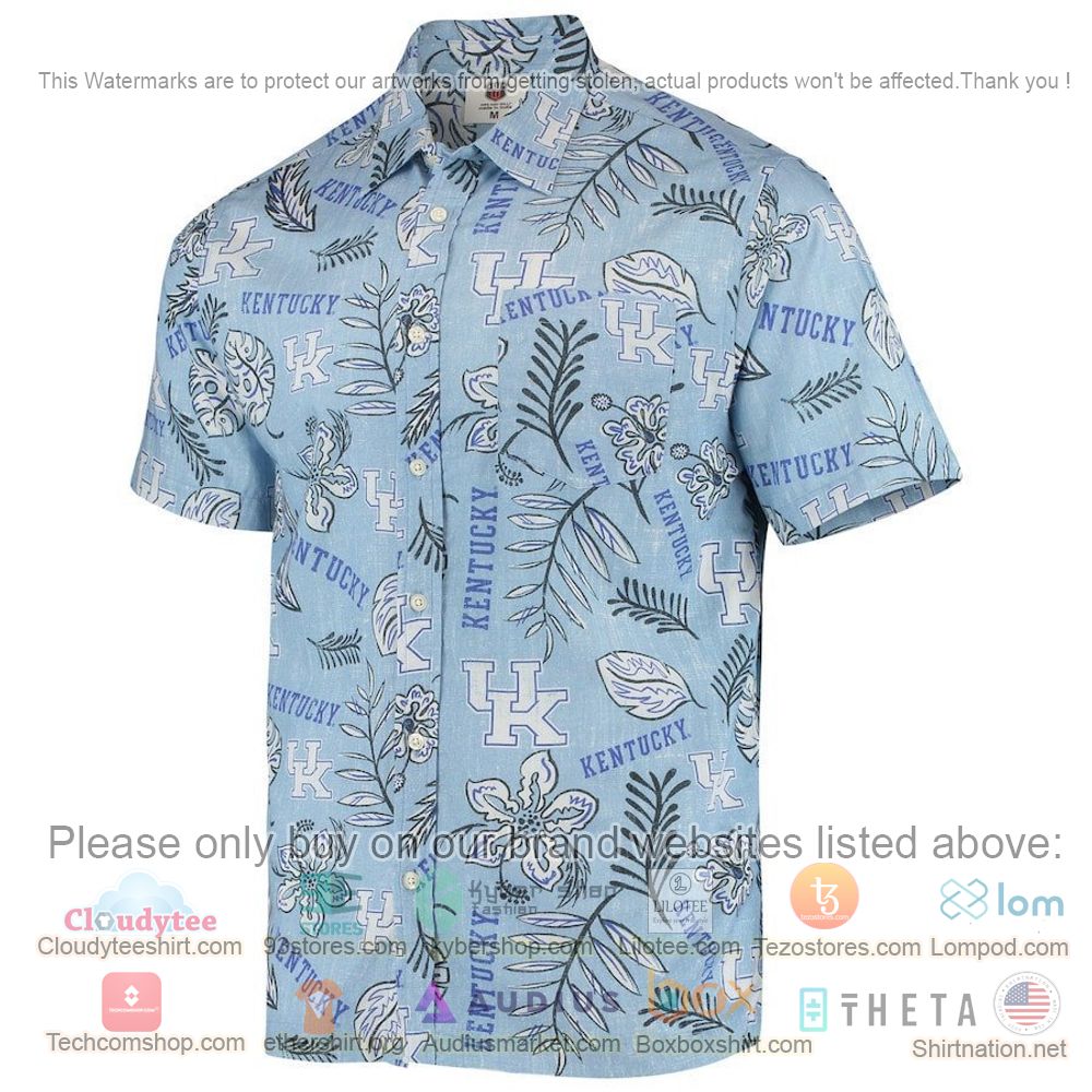HOT Kentucky Wildcats Light Blue Floral Button-Up Hawaii Shirt 2