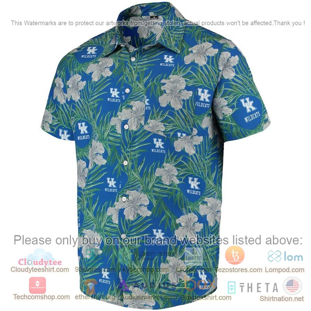 HOT Kentucky Wildcats Royal Floral Button-Up Hawaii Shirt 2