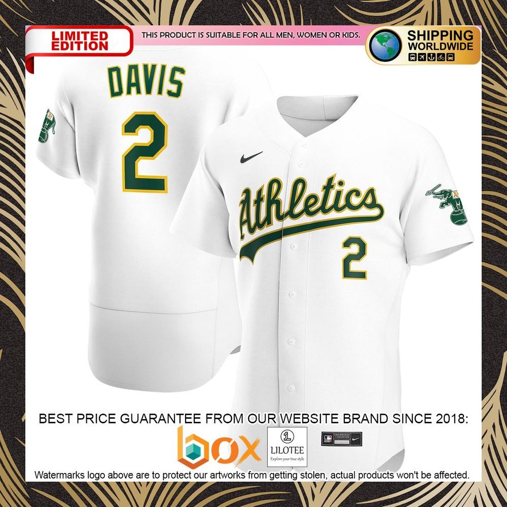 NEW Khris Davis Oakland Athletics Home Authentic Player White Baseball Jersey 4