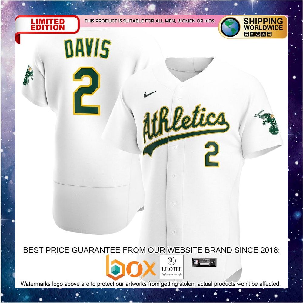 NEW Khris Davis Oakland Athletics Home Authentic Player White Baseball Jersey 1