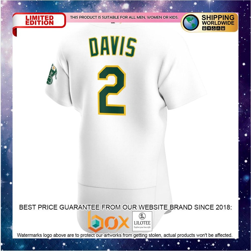 NEW Khris Davis Oakland Athletics Home Authentic Player White Baseball Jersey 3