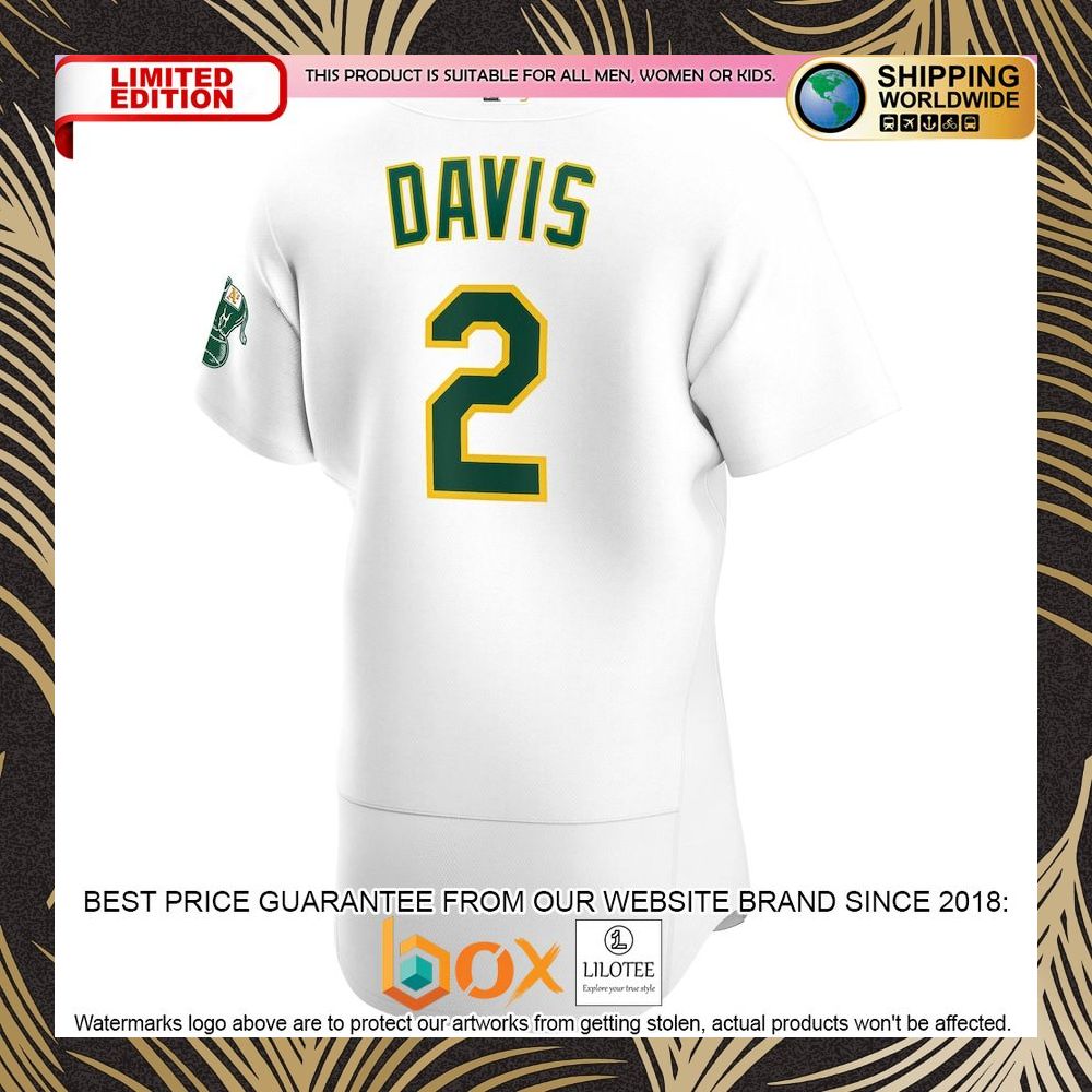 NEW Khris Davis Oakland Athletics Home Authentic Player White Baseball Jersey 6