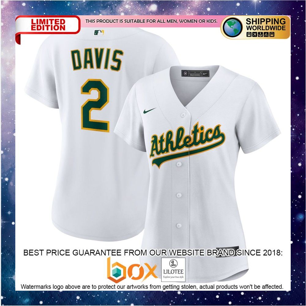NEW Khris Davis Oakland Athletics Women's Home Replica Player White Baseball Jersey 1