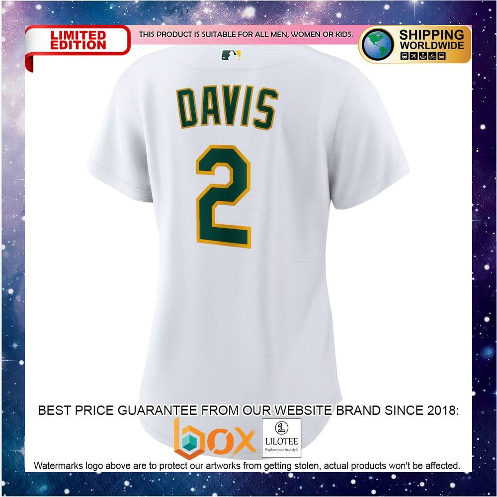 NEW Khris Davis Oakland Athletics Women's Home Replica Player White Baseball Jersey 3