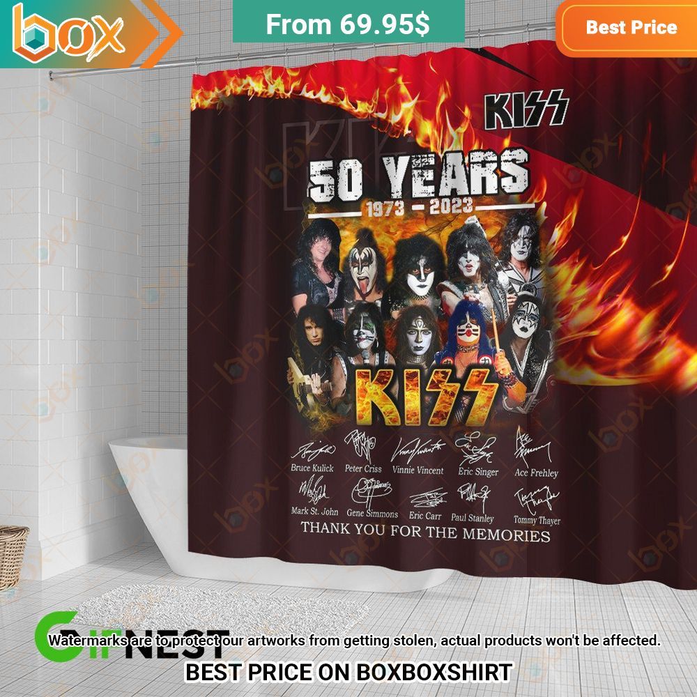 Kiss Band 50 Years 1973 2023 Shower Curtains 3