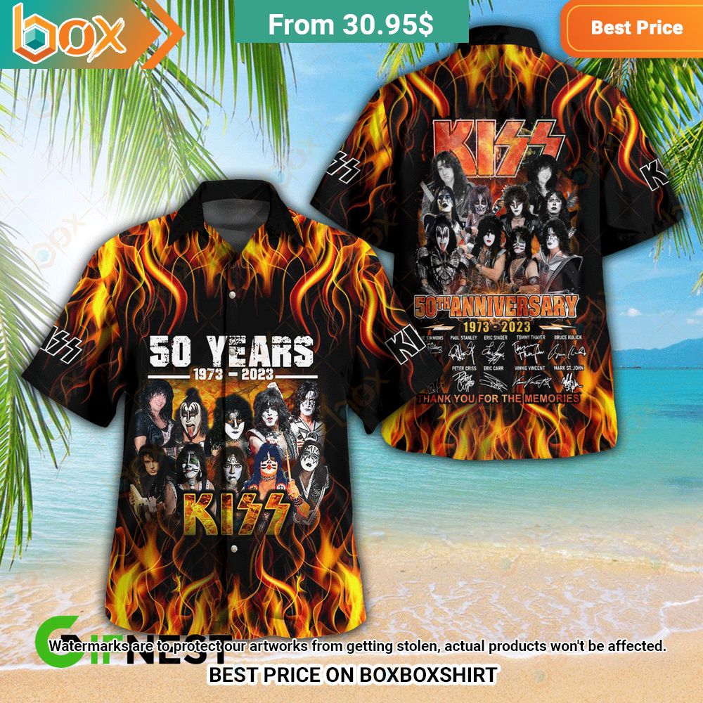Kiss Band 50 Years 1973 2023 Thank You For The Memories Hawaiian Shirt 1