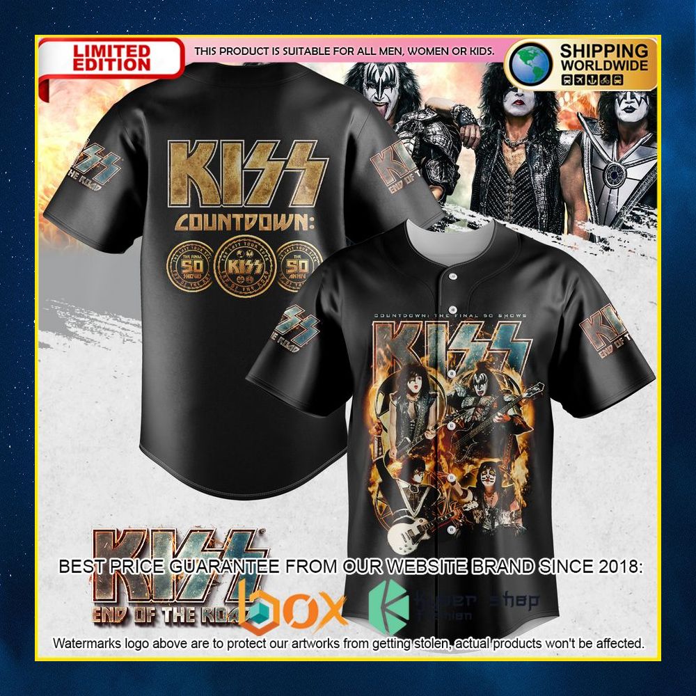NEW Kiss End Of The Road World Tour Black Premium Baseball Jersey 3
