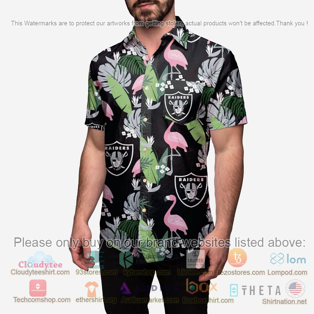 HOT Las Vegas Raiders Floral Button-Up Hawaii Shirt 2