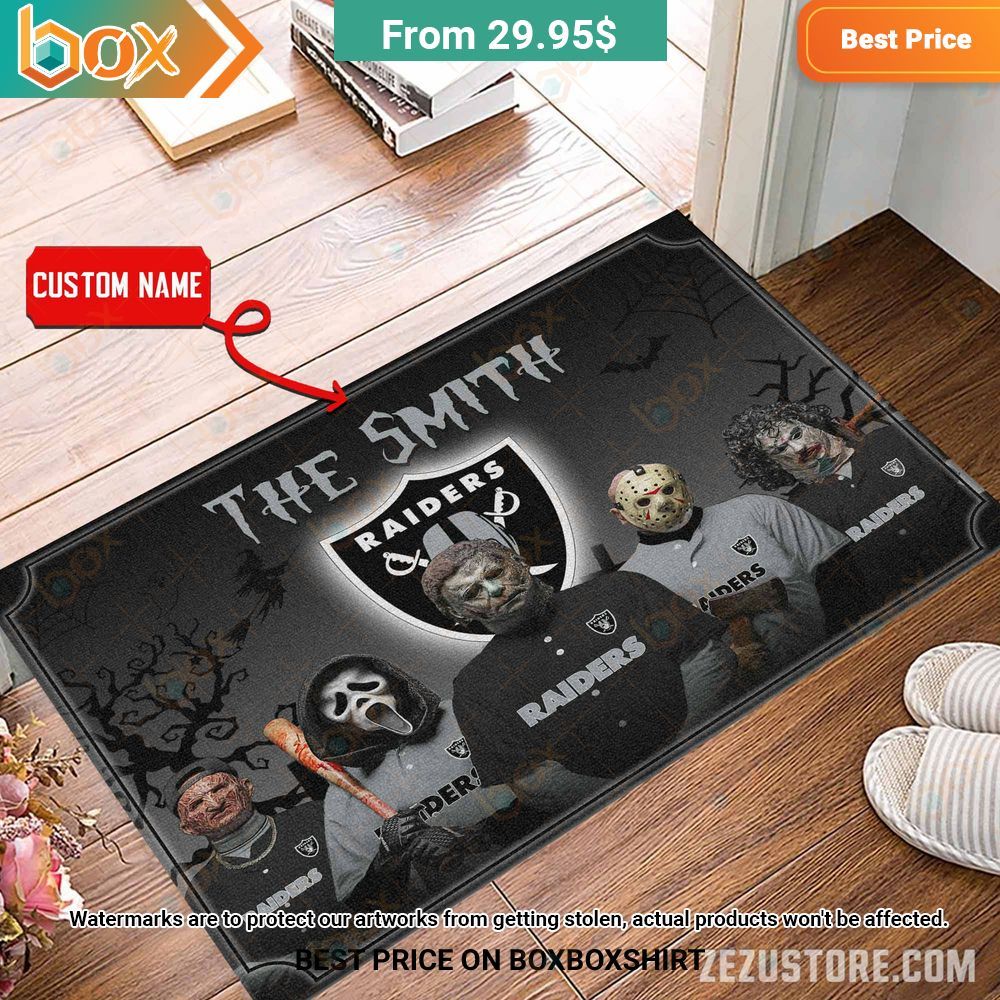 Las Vegas Raiders Freddy Krueger Ghostface Michael Myers Jason Voorhees Leatherface Custom Halloween Doormat 9
