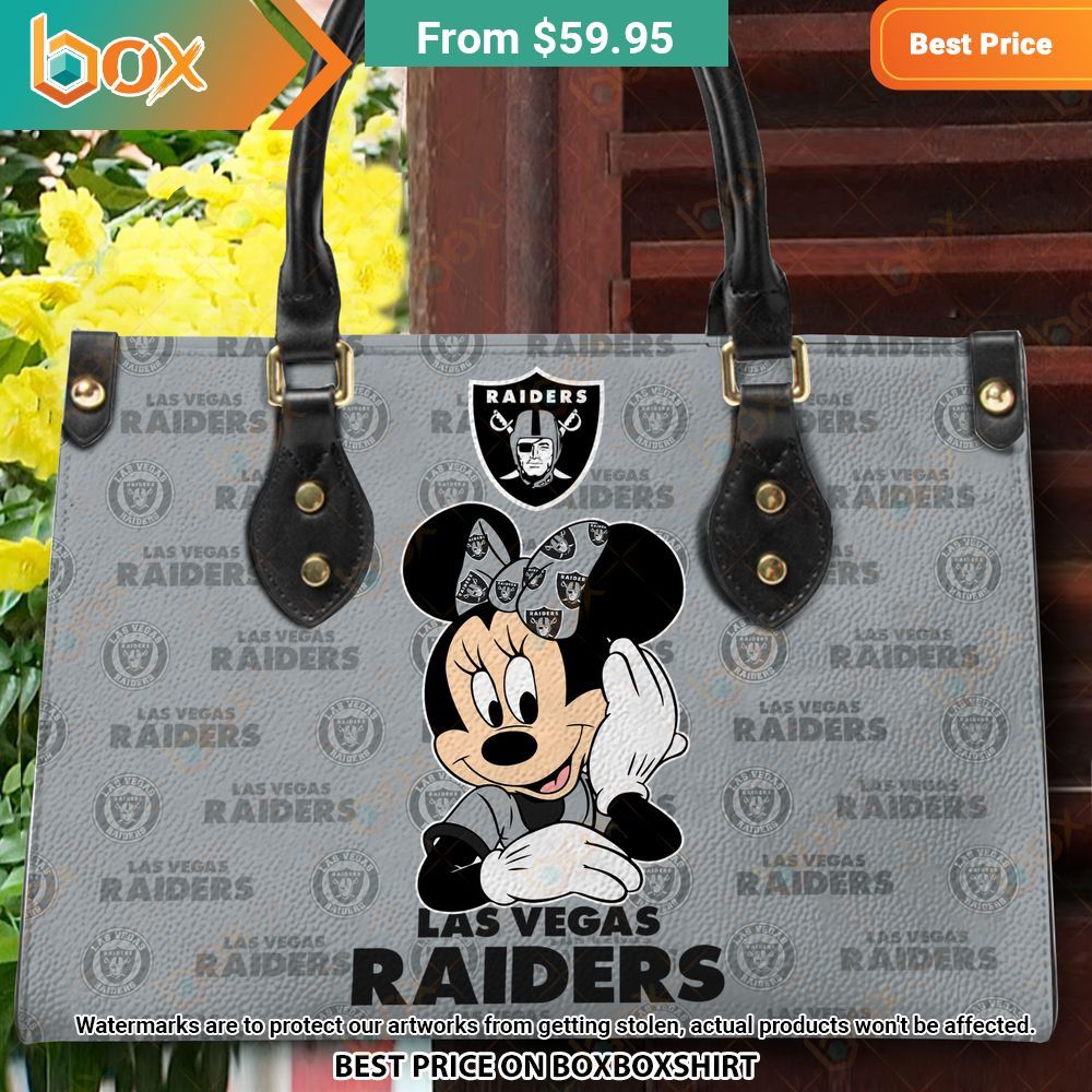 Las Vegas Raiders Minnie Mouse Leather Handbag 15