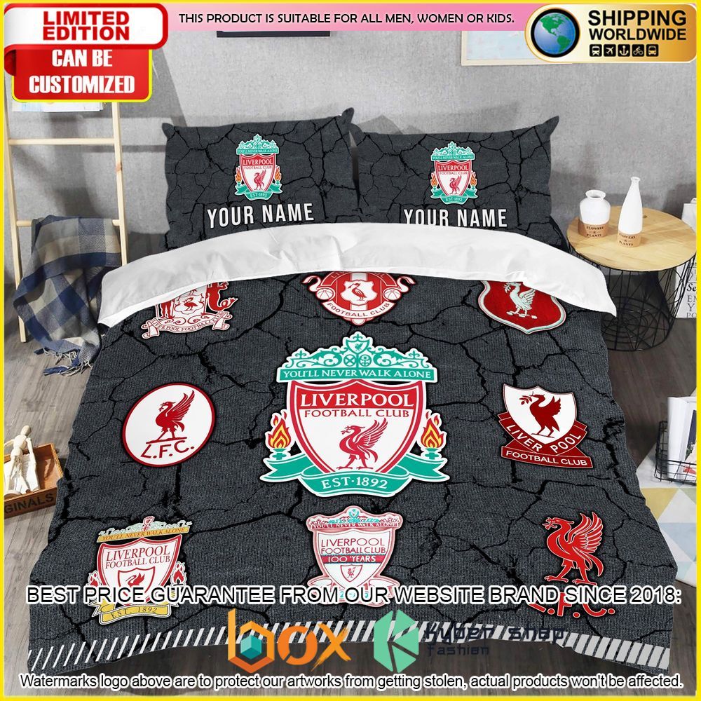 NEW Liverpool Logo History Custom Name Crack Luxury Bedding Set 2