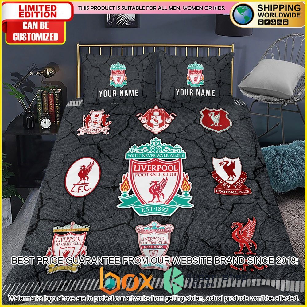 NEW Liverpool Logo History Custom Name Crack Luxury Bedding Set 4