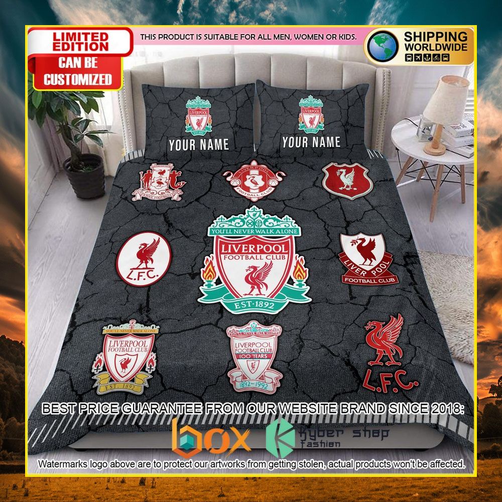 NEW Liverpool Logo History Custom Name Crack Luxury Bedding Set 10