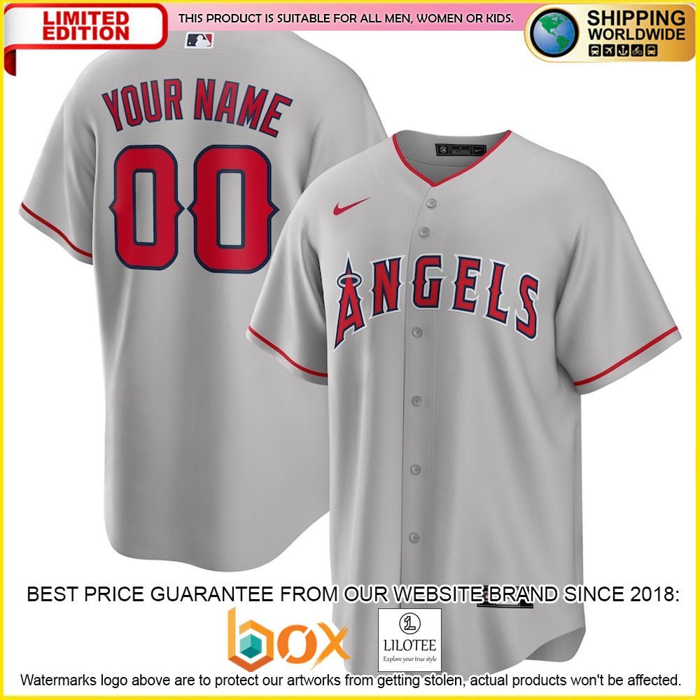 HOT Los Angeles Angels Custom Name Number Gray Baseball Jersey Shirt 1