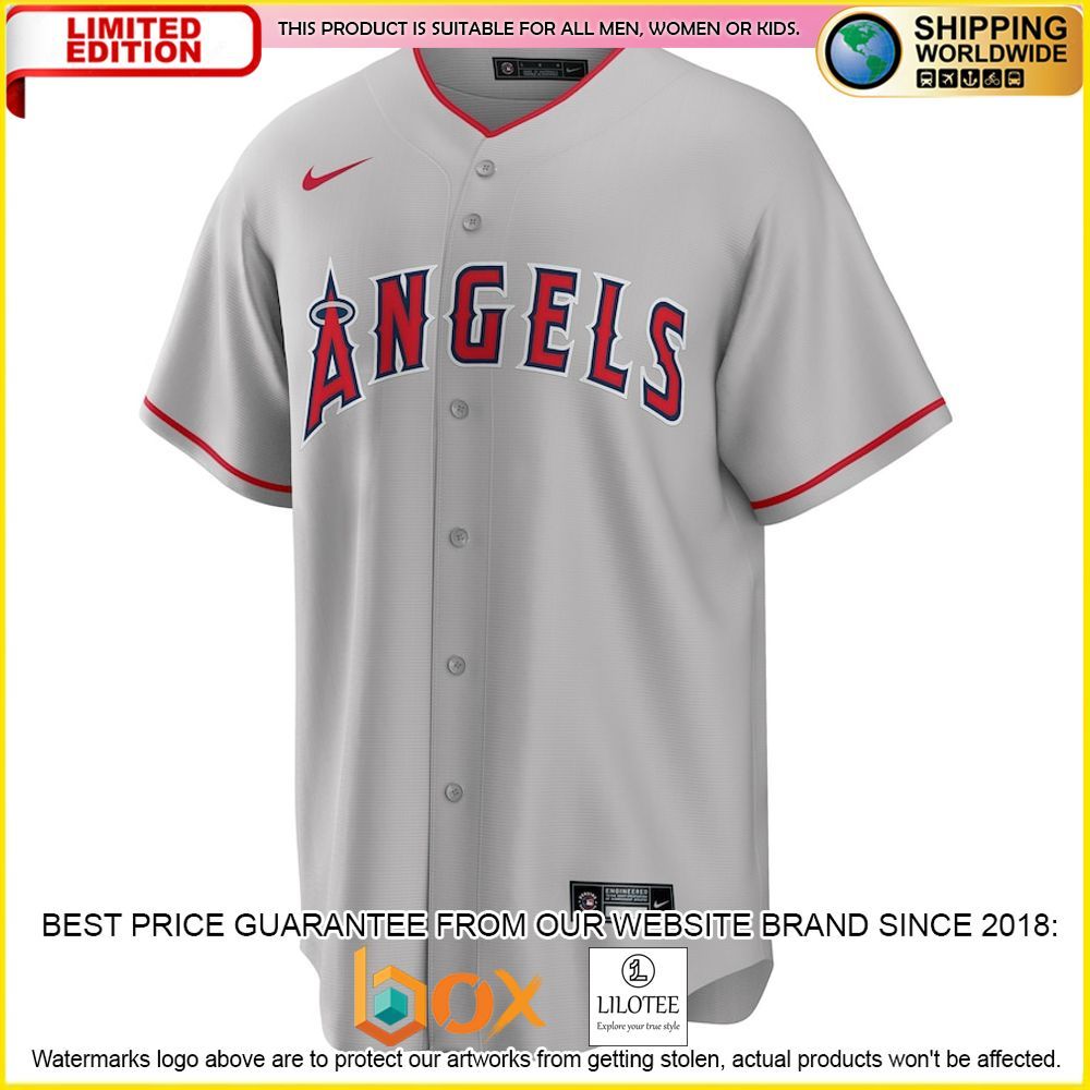 HOT Los Angeles Angels Custom Name Number Gray Baseball Jersey Shirt 2