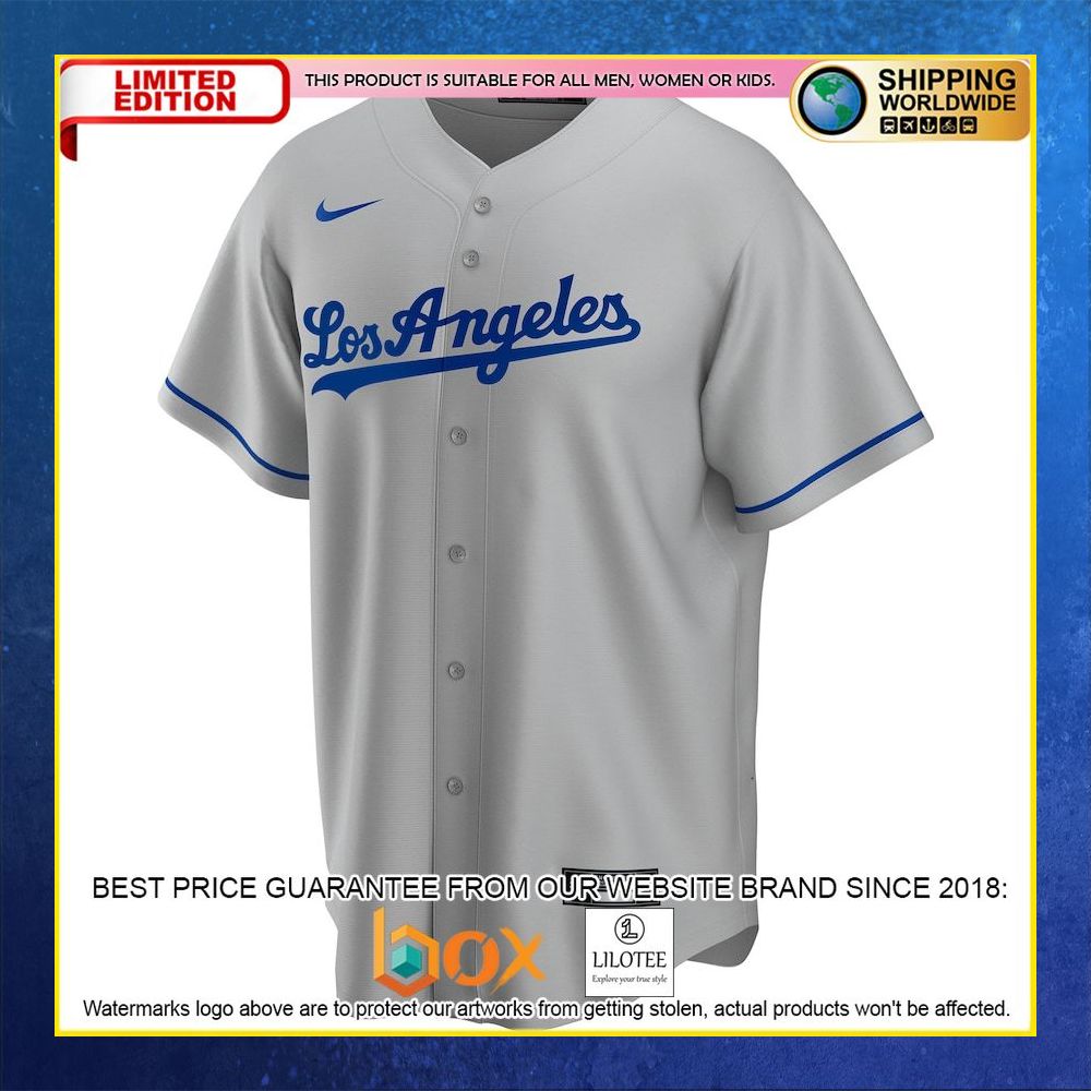 HOT Los Angeles Dodgers MLB Custom Name Number Gray Baseball Jersey Shirt 5