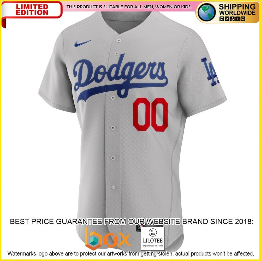 HOT Los Angeles Dodgers Custom Name Number Gray Baseball Jersey Shirt 2