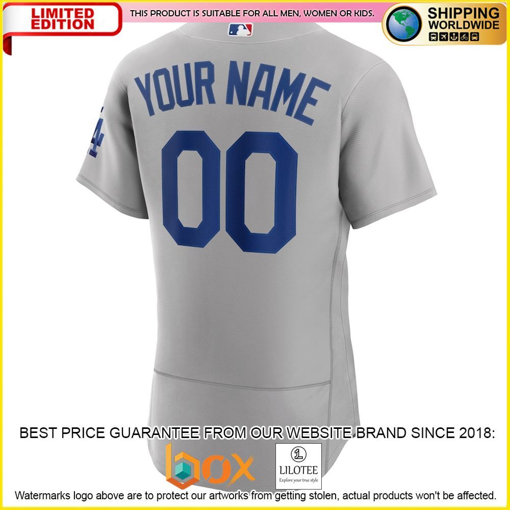 HOT Los Angeles Dodgers Custom Name Number Gray Baseball Jersey Shirt 3