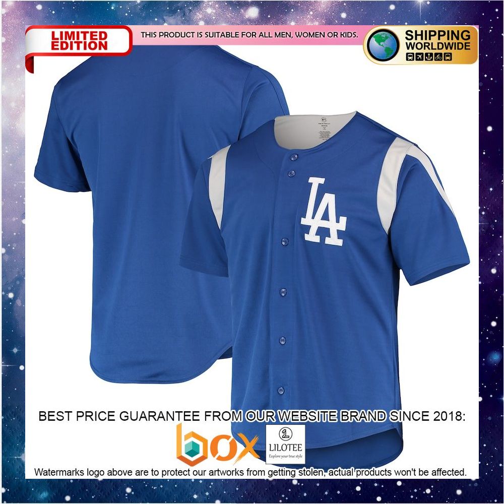 NEW Los Angeles Dodgers Stitches Team Color FullButton Royal Baseball Jersey 1