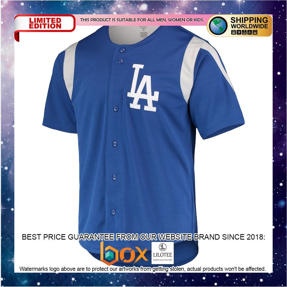 NEW Los Angeles Dodgers Stitches Team Color FullButton Royal Baseball Jersey 2