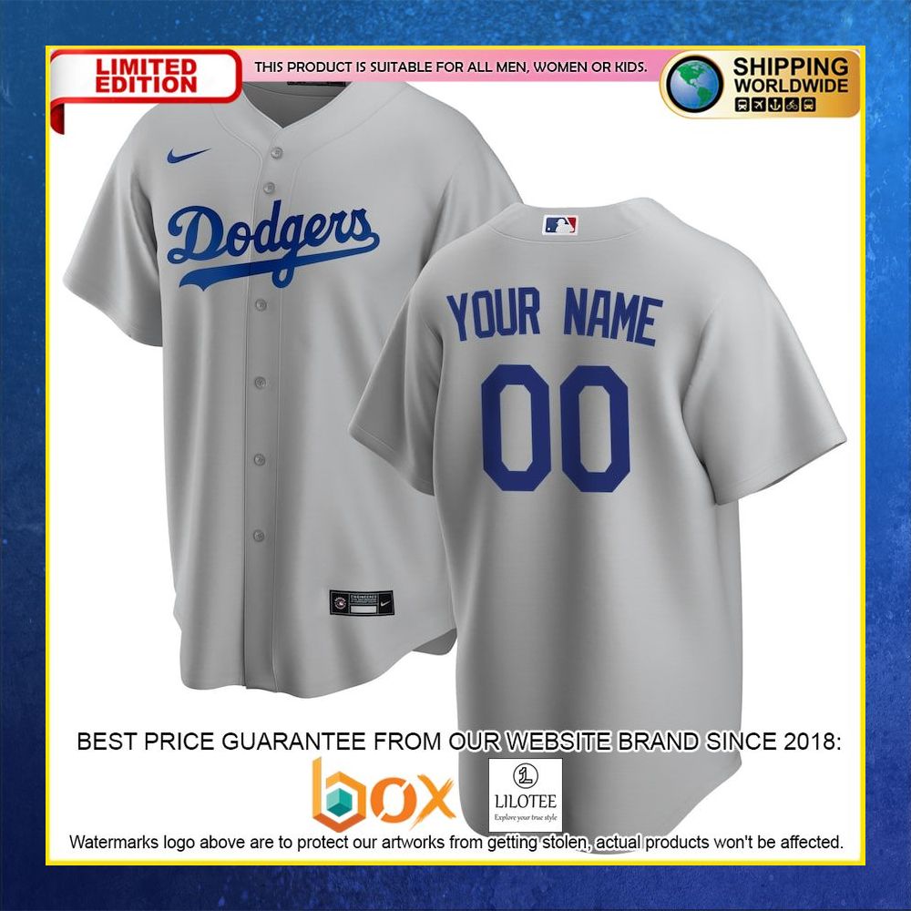 HOT Los Angeles Dodgers Team Custom Name Number Gray Baseball Jersey Shirt 4