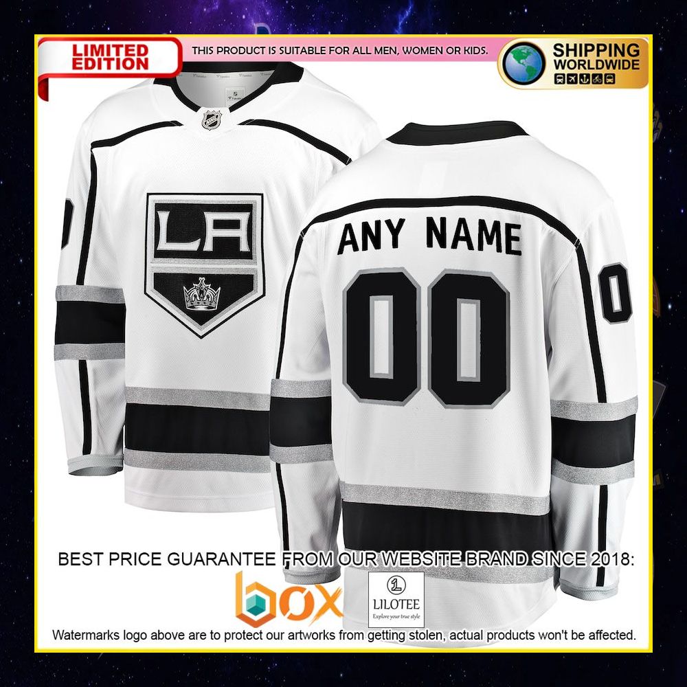 NEW Los Angeles Kings Fanatics Branded Away Custom White Premium Hockey Jersey 5