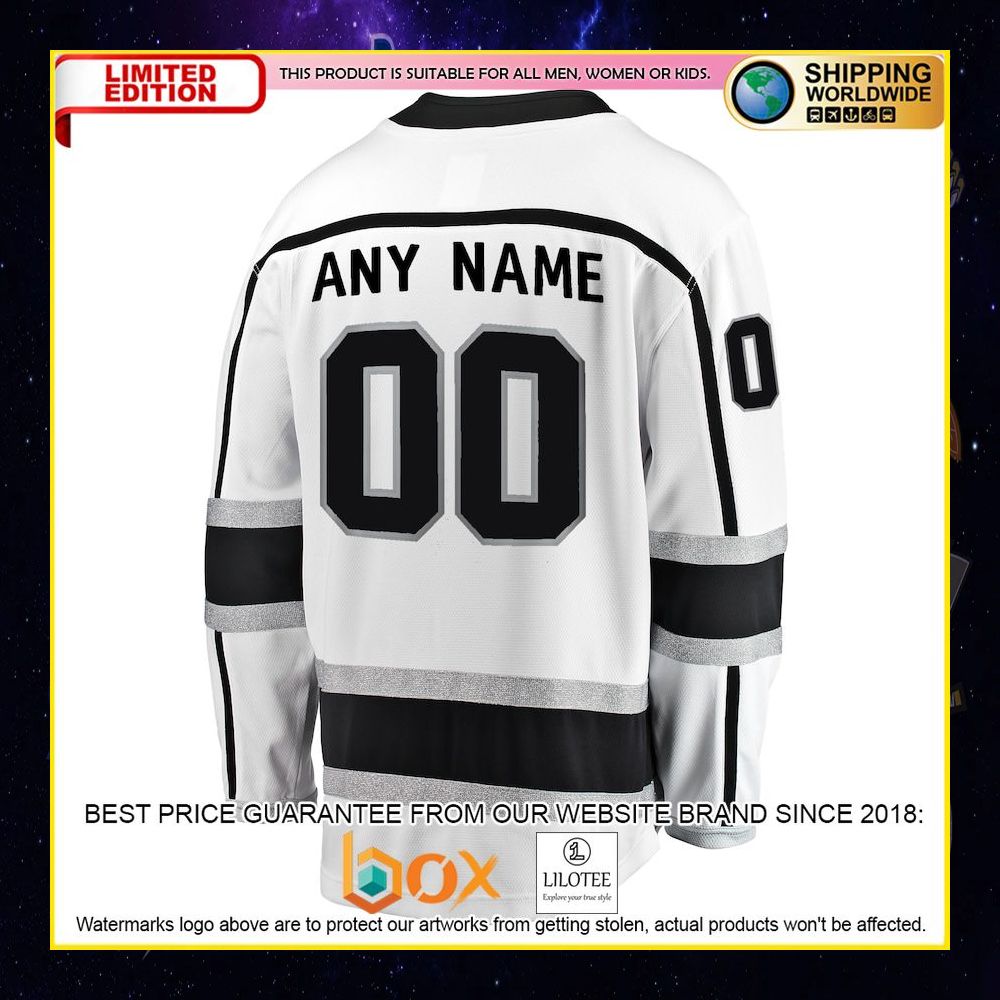 NEW Los Angeles Kings Fanatics Branded Away Custom White Premium Hockey Jersey 7