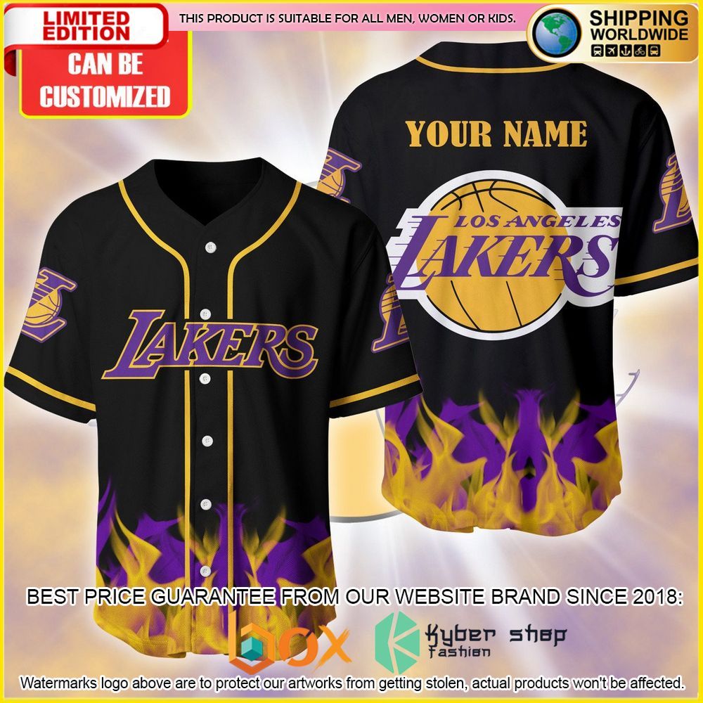 NEW Los Angeles Lakers Custom Name Premium Baseball Jersey 1