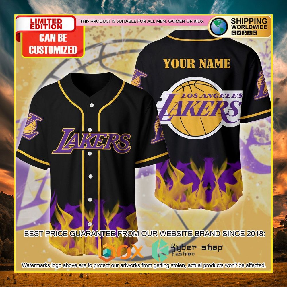 NEW Los Angeles Lakers Custom Name Premium Baseball Jersey 5
