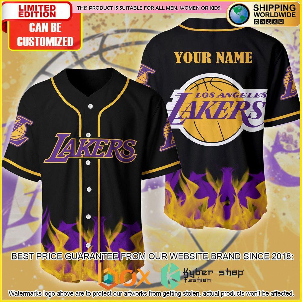 NEW Los Angeles Lakers Custom Name Premium Baseball Jersey 2