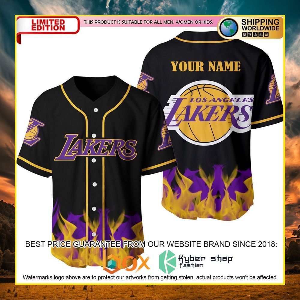 NEW Los Angeles Lakers Custom Name Premium Baseball Jersey 6